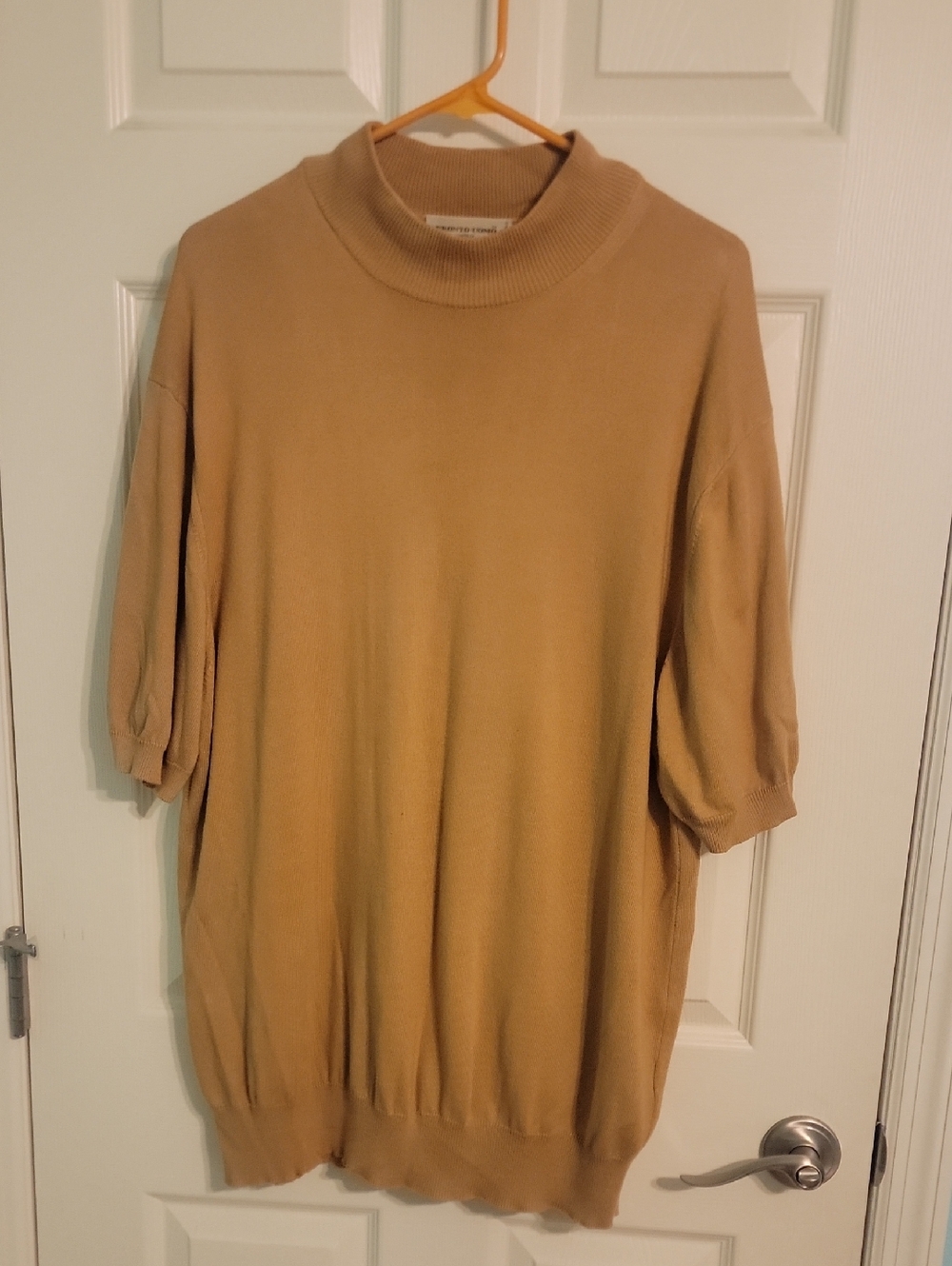 Pronto Uomo Tan Short-Sleeve Turtleneck Sweater
